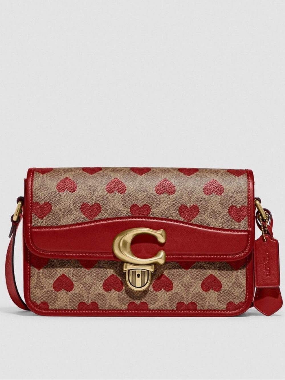 Coach Studio Shoulder Bag In Signature Canvas With Heart Print NWT